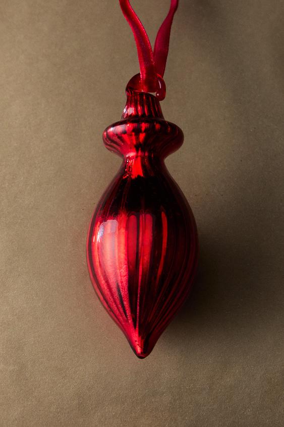 Zara ELONGATED DROP CHRISTMAS TREE ORNAMENT - Red - Image 0