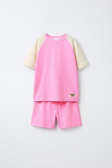 6-14 YEARS/ TEXTURED LABEL PYJAMAS - Pink by Zara