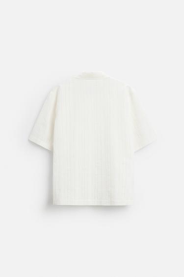CHEMISE EN JACQUARD À RAYURES - Blanc de Zara - Image 7