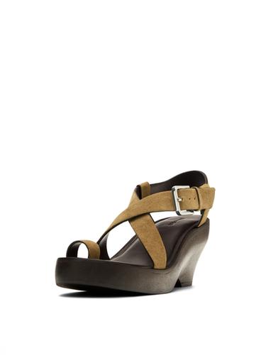 Sandale à talon en bois - Marron clair de Zara