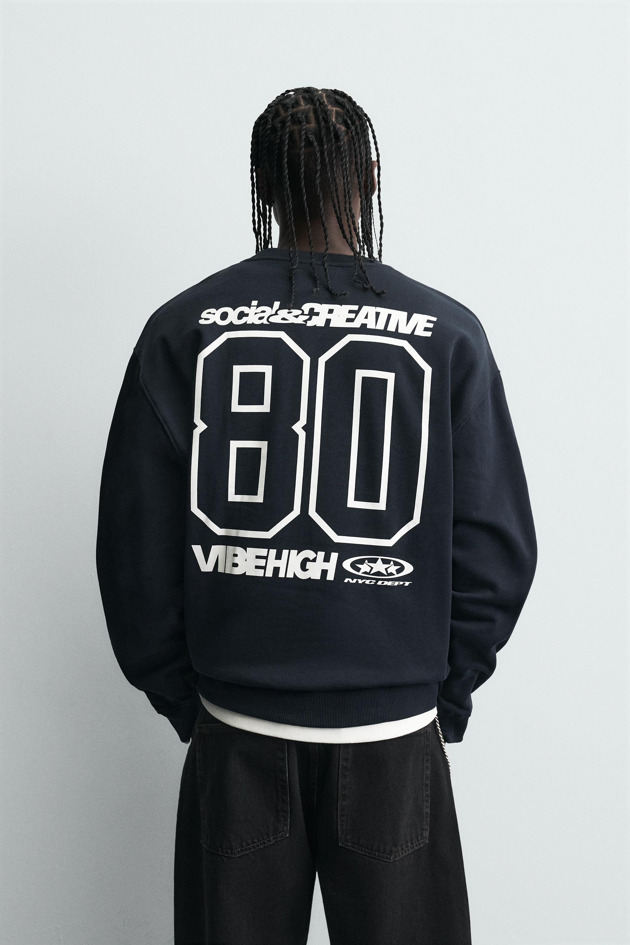 COMBINED PRINT SWEATSHIRT - Blue | ZARA Saudi Arabia