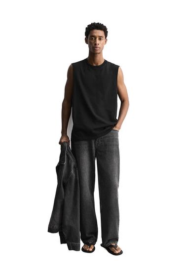 T-SHIRT DÉBARDEUR LÉGER - Noir de Zara
