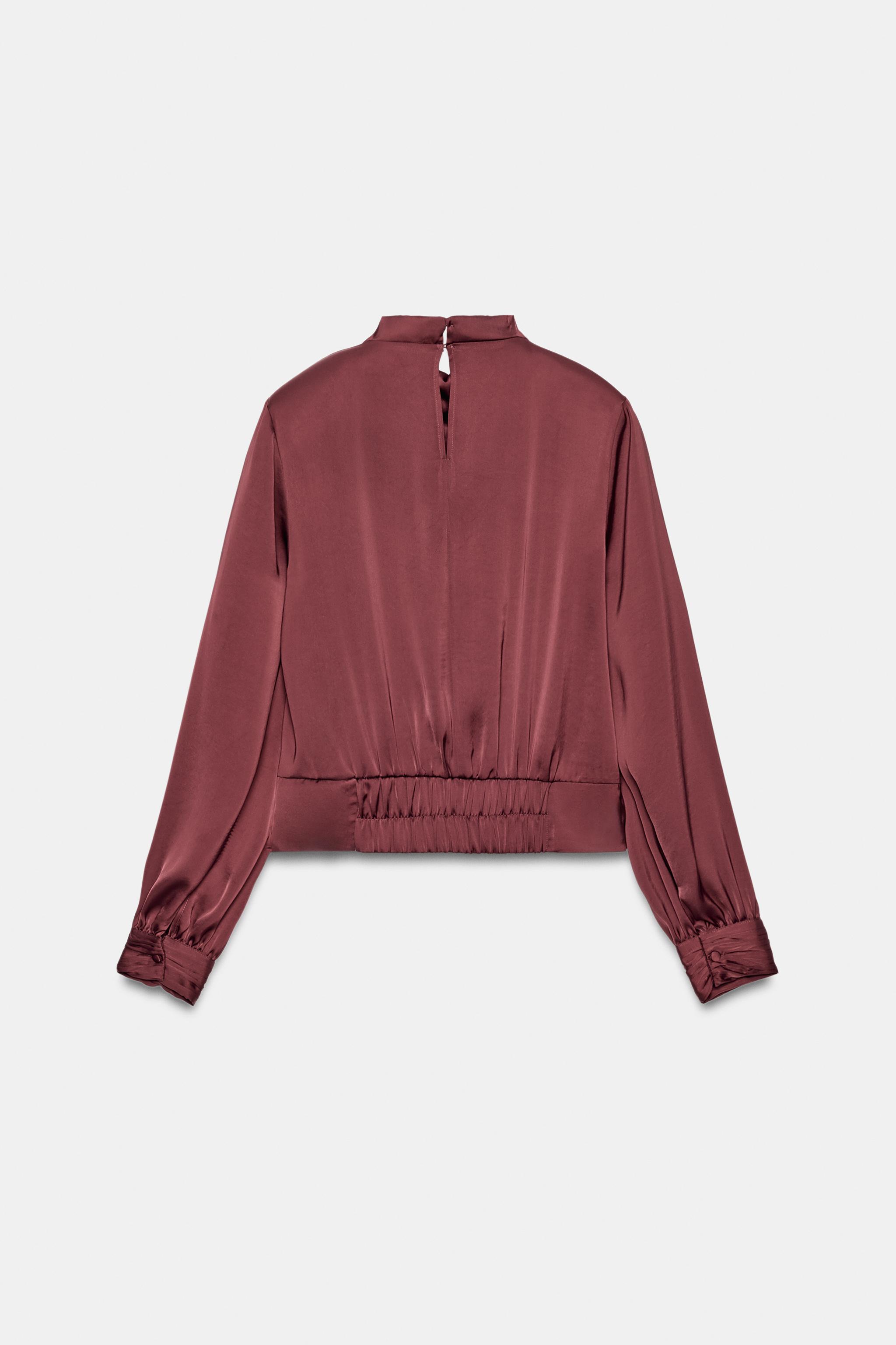 SATIN BLOUSE WITH SHOULDER PADS