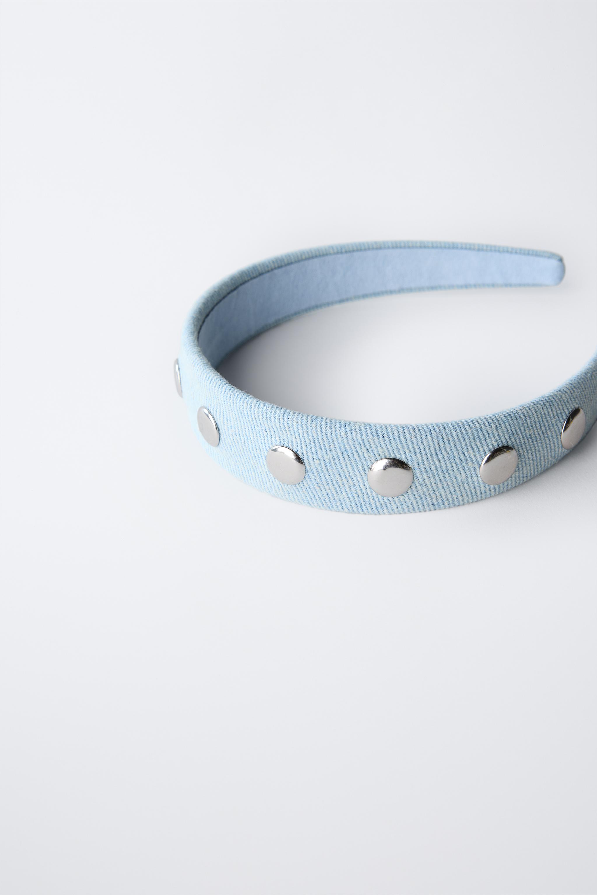 STUDDED DENIM HEADBAND - Light blue | ZARA United States