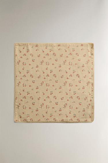 LOT DE SERVIETTES FLEURS SAUVAGES AVEC DENTELLE (LOT DE 2) - Jaune de Zara - Image 1