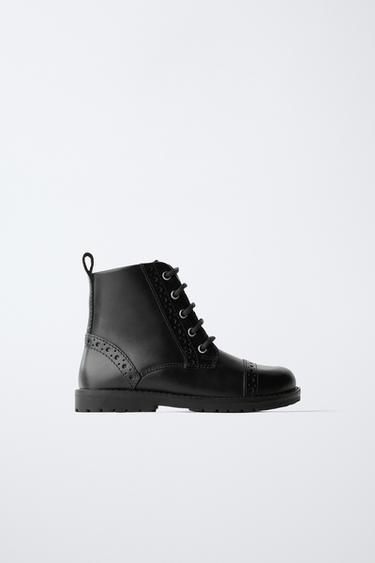 Zara LEATHER BOOTS - Black