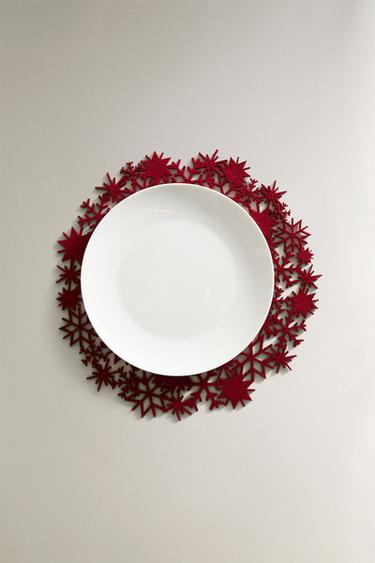 CHRISTMAS SNOWFLAKE FELT PLACEMAT - Red by Zara - Image 3