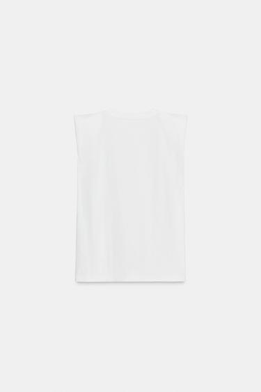 T-SHIRT ÉPAULETTES SANS MANCHES - Blanc de Zara - Image 6