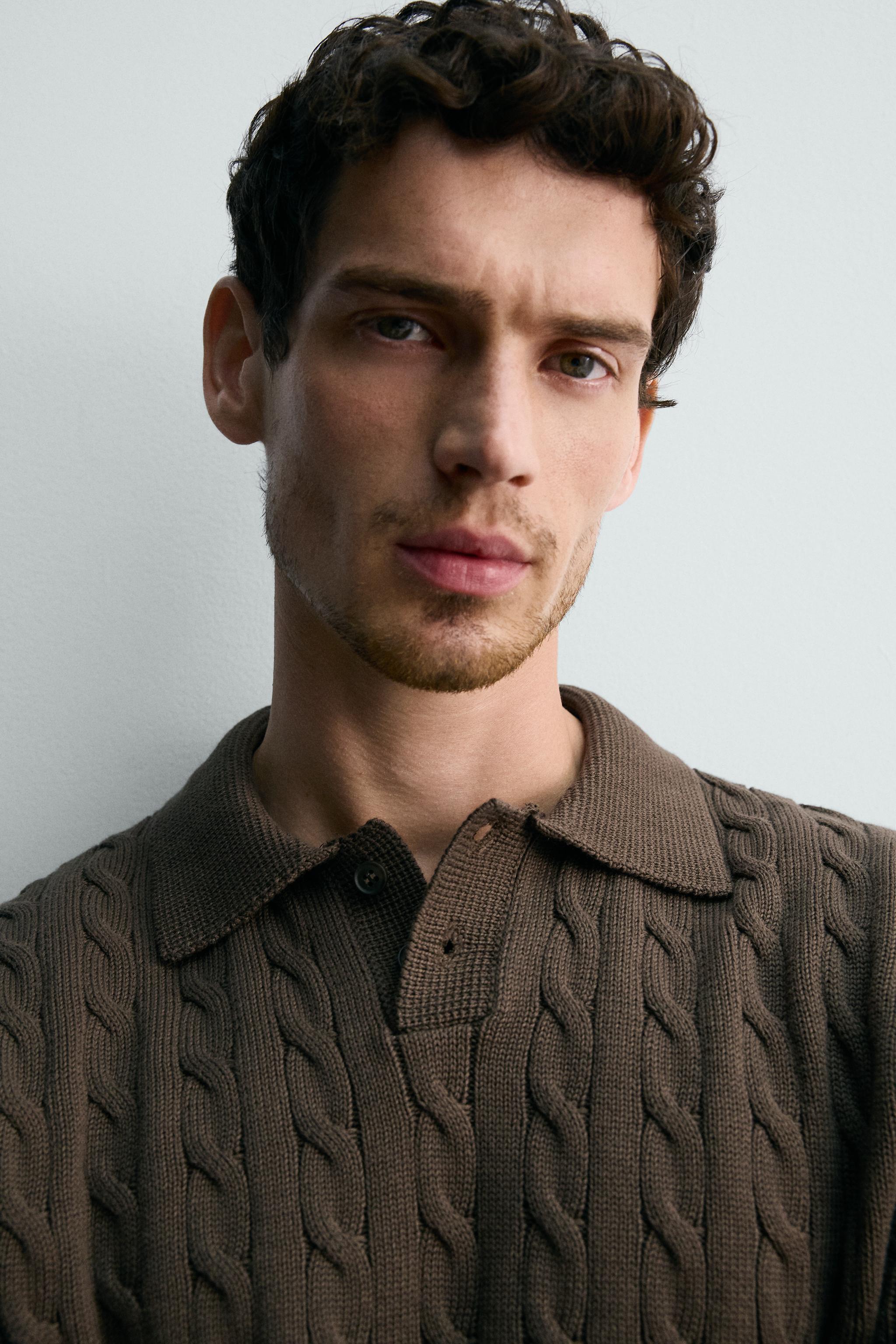 BRAIDED TEXTURED KNIT POLO