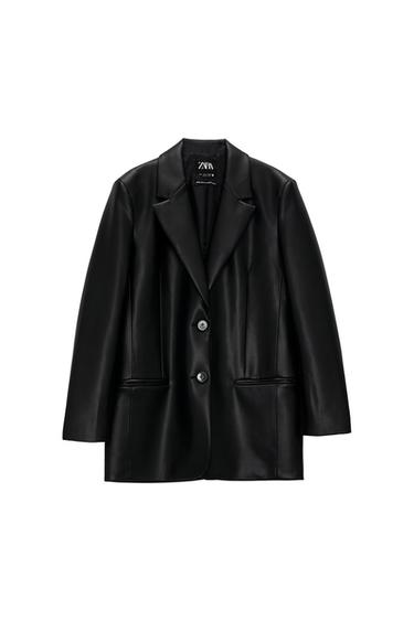 FAUX LEATHER OVERSIZED BLAZER