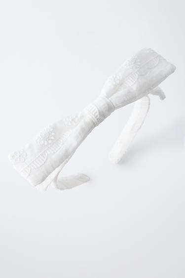 Zara OPENWORK BOW HEADBAND - White