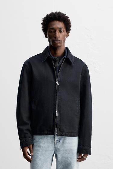DENIM JACKET WITH ZIP - Indigo by Zara