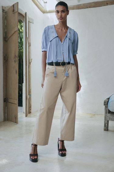 SHIRT WITH PETER PAN COLLAR - Sky blue by Zara - Image 0