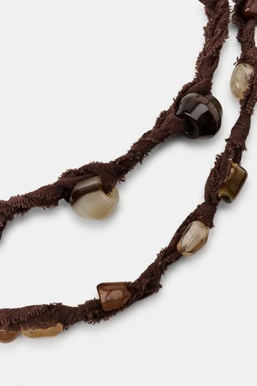 CEINTURE DOUBLE LACET PIÈCES RÉSINE - Marron de Zara - Image 2