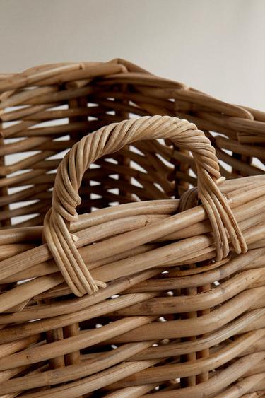 LARGE CHUNKY RATTAN BASKET - Light beige by Zara - Image 4