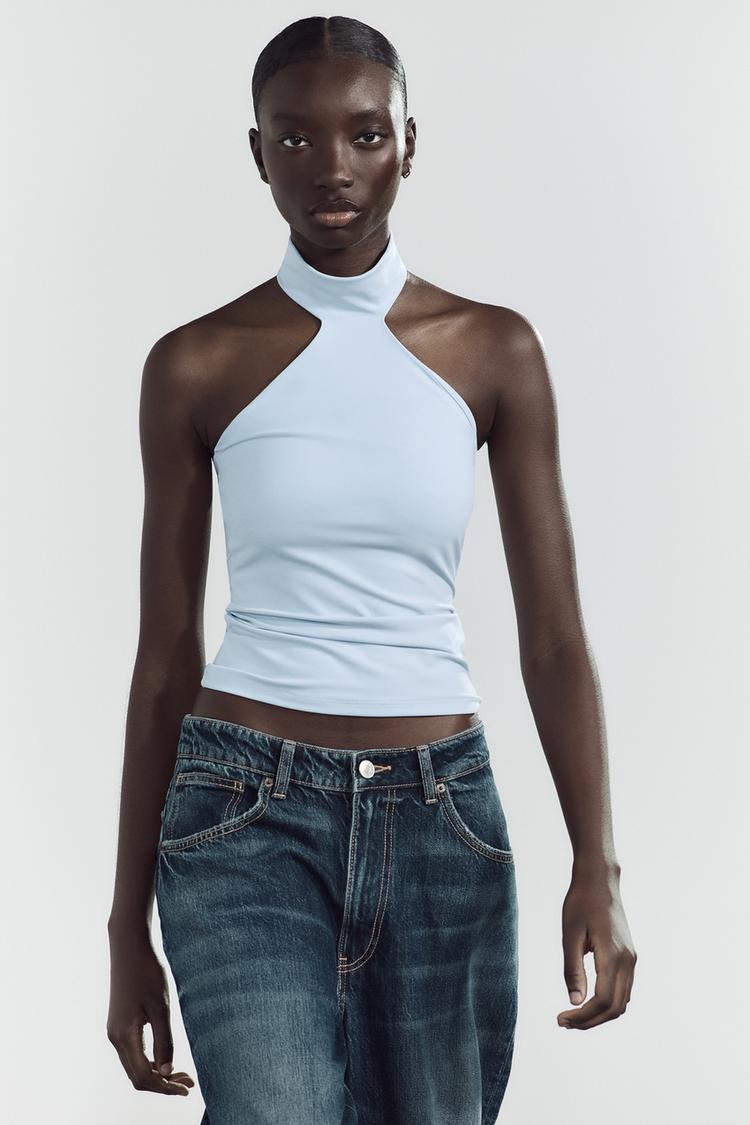 POLYAMIDE HALTER TOP