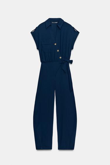 COMBINAISON LONGUE AVEC CEINTURE - Bleu marine de Zara - Image 5