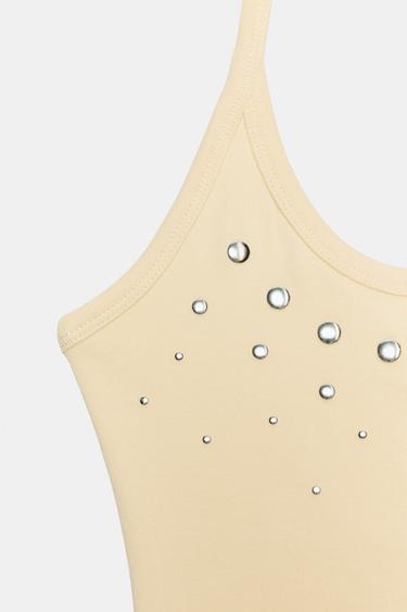 HALTER TOP WITH STUDS - Yellow by Zara - Image 6