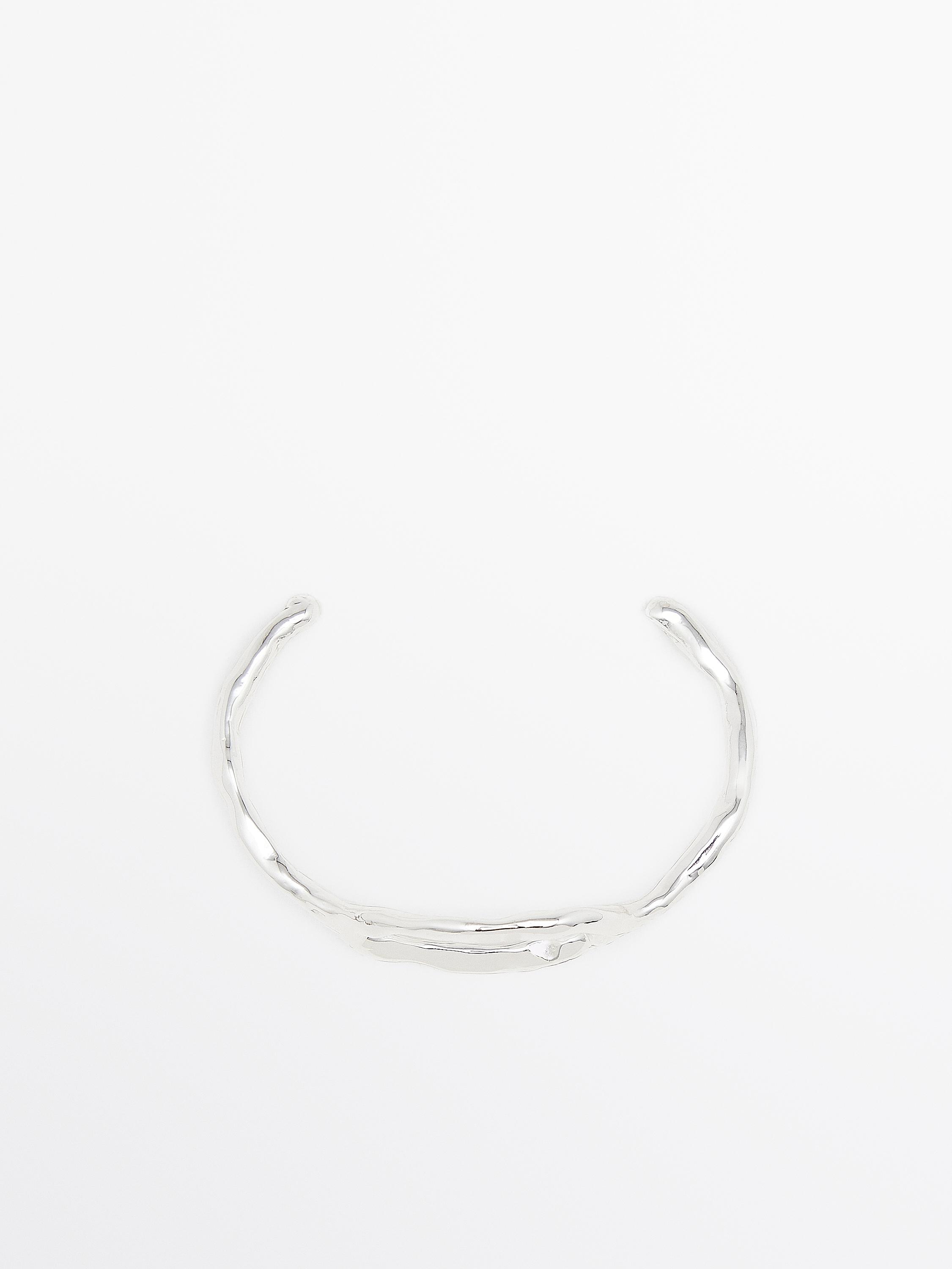 Open bracelet with textured detail - Silver | ZARA Canada