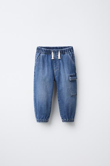Zara COMFORT CARGO JEANS - Mid-blue