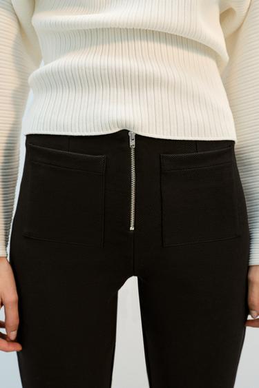 PANTALON FLARE À FERMETURE ÉCLAIR - Noir de Zara - Image 3