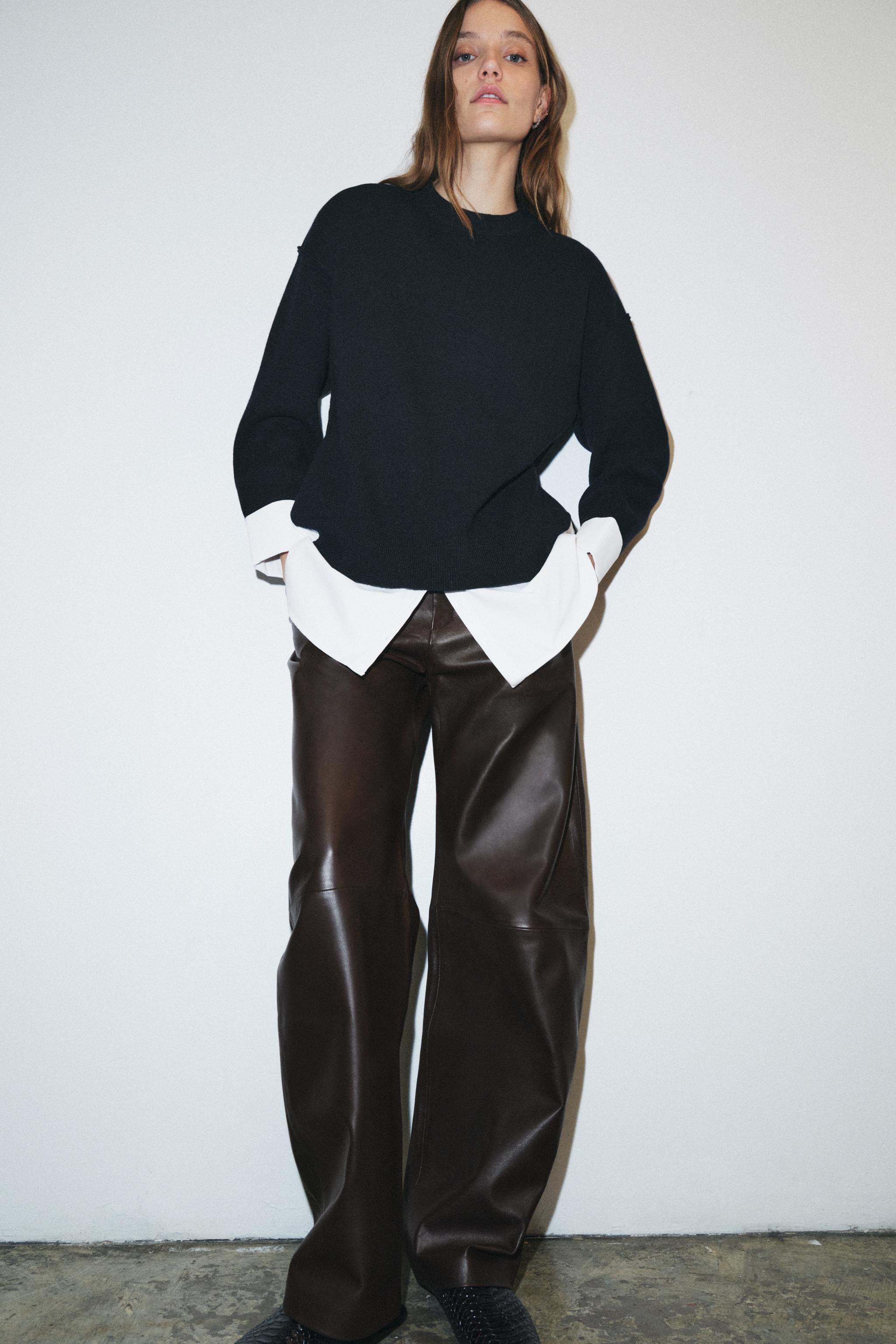 COMBINATION POPLIN KNIT JUMPER