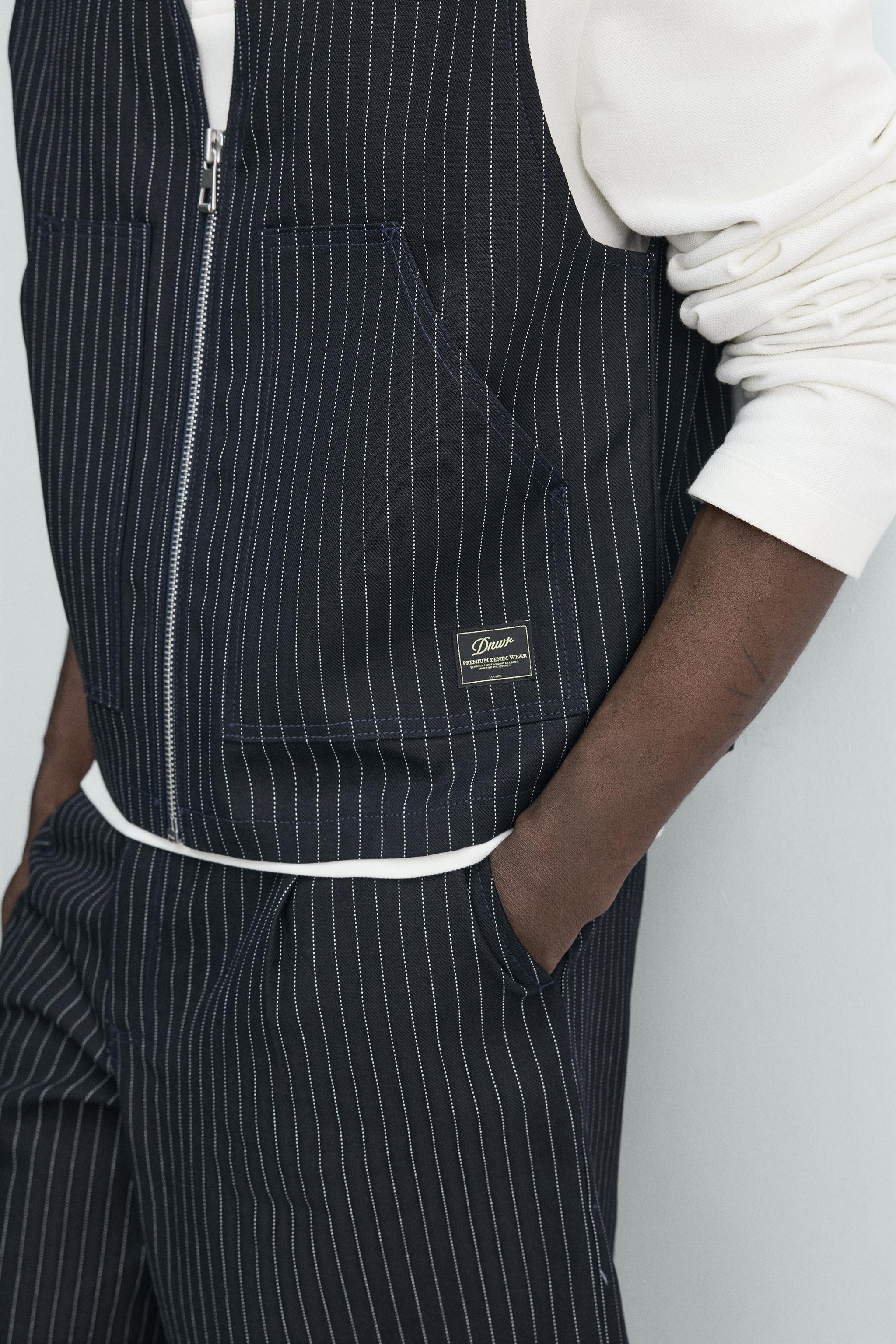 PINSTRIPED DENIM WAISTCOAT - Blue | ZARA Turkey