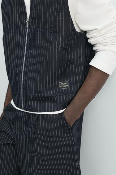 GILET EN DENIM À RAYURES - Bleu de Zara - Image 5