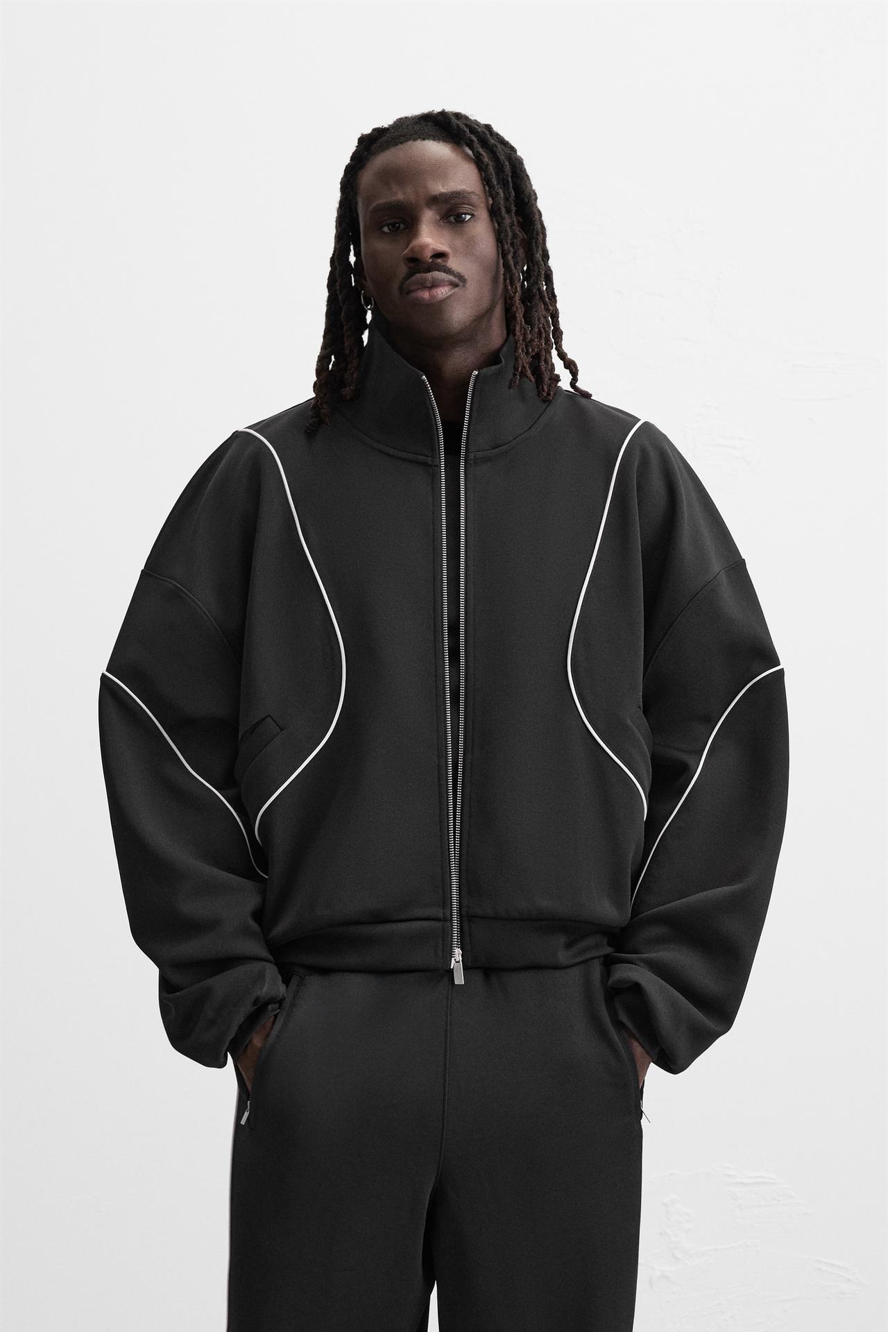 Zara CONTRAST TECHNICAL JACKET - Black