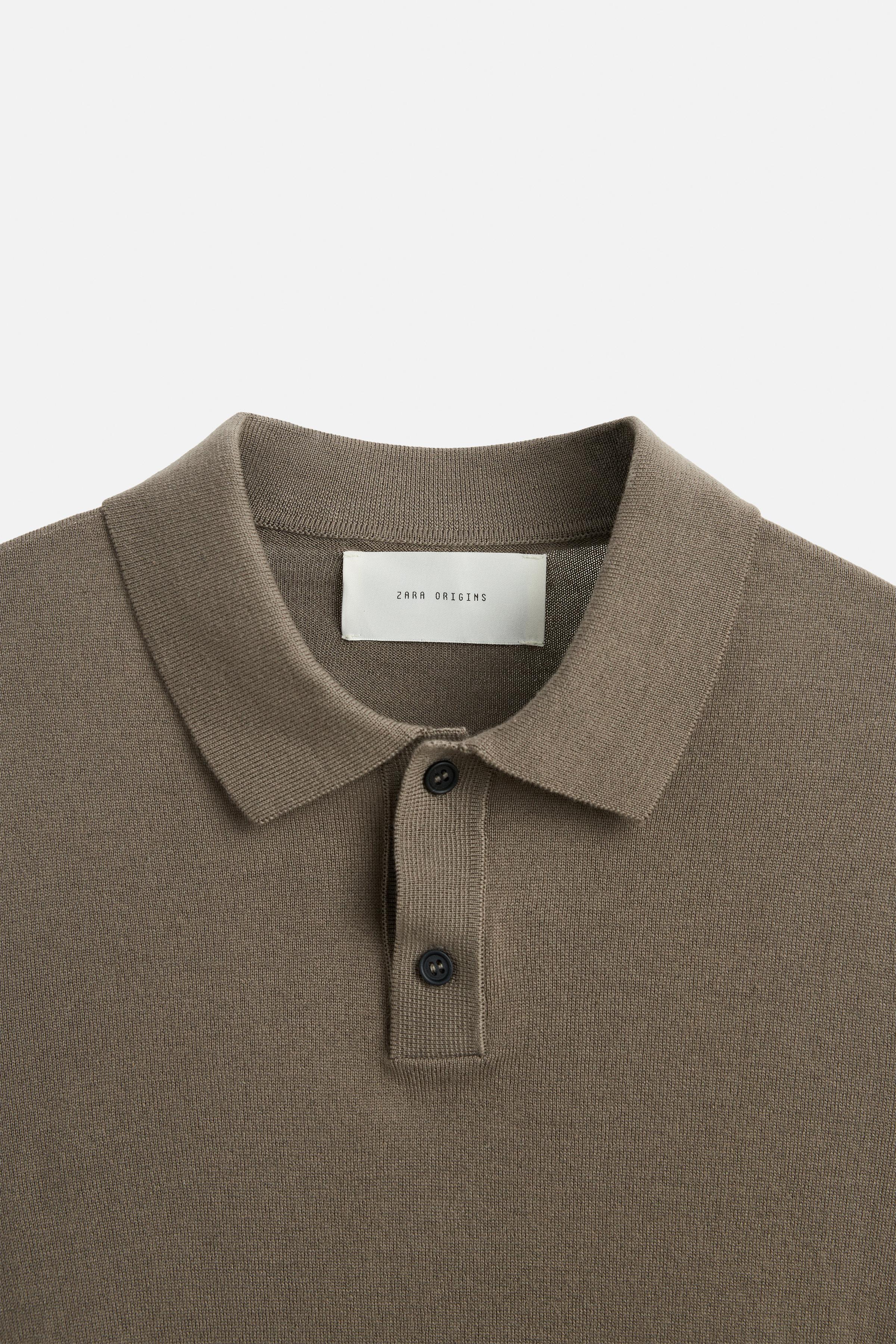 ウール - コットンニットポロシャツ - アースカラー | ZARA
