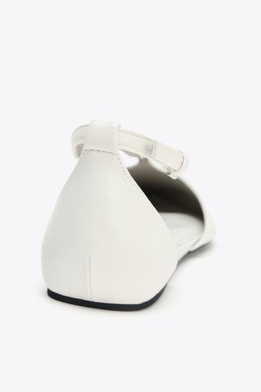 FLAT SHOES WITH ANKLE STRAP - Ecru White by Zara - Image 4