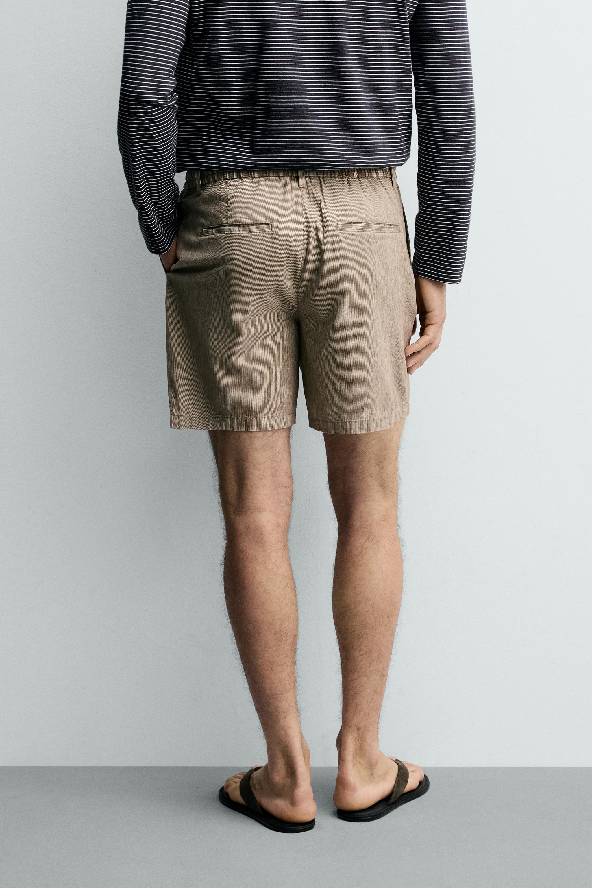 Zara PAMUKLU KETEN RELAXED FIT BERMUDA görsel 3
