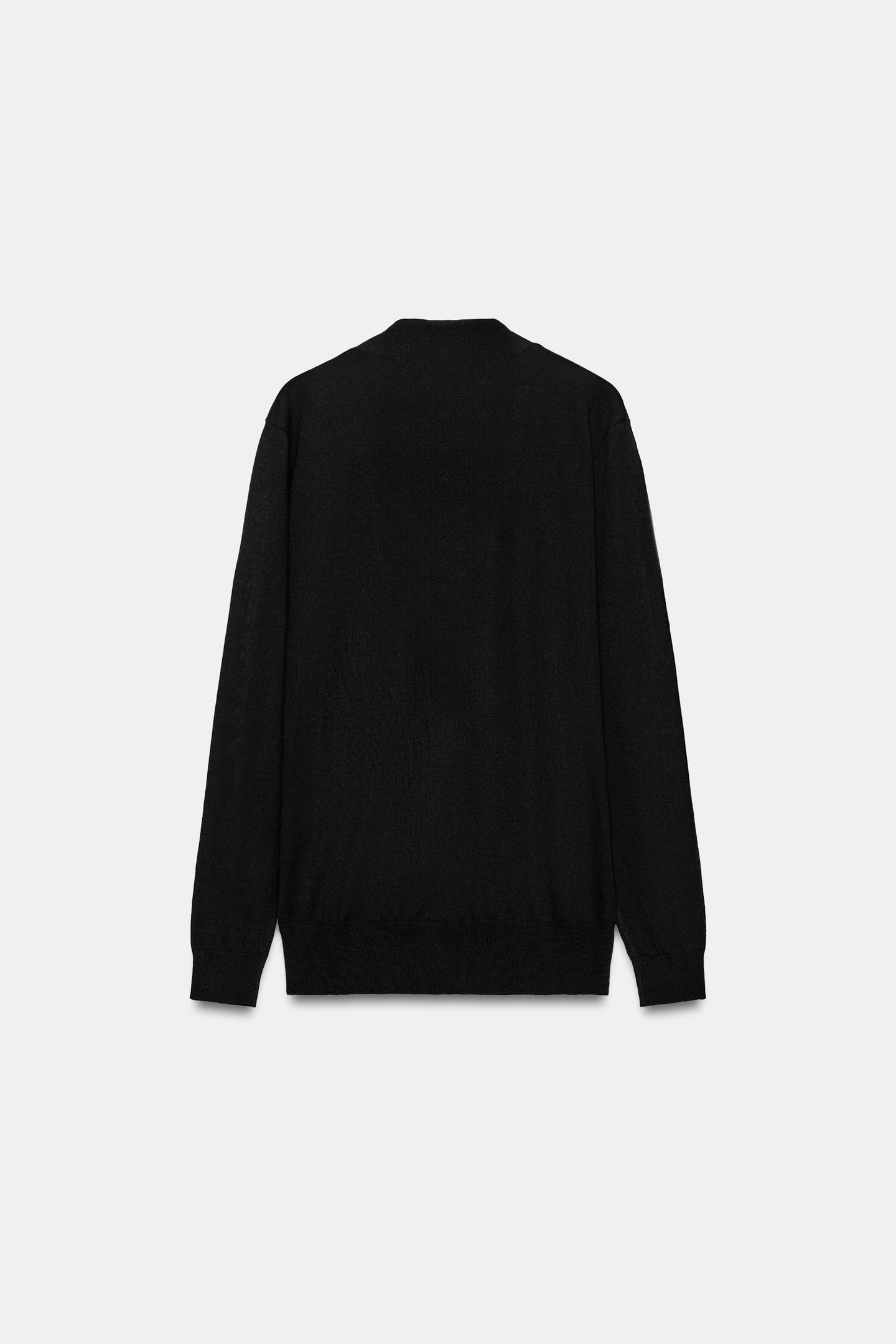 Женский свитер Zara Crossover Knit Sweater with Draped Neckline, цвет: Чёрный — фото 6