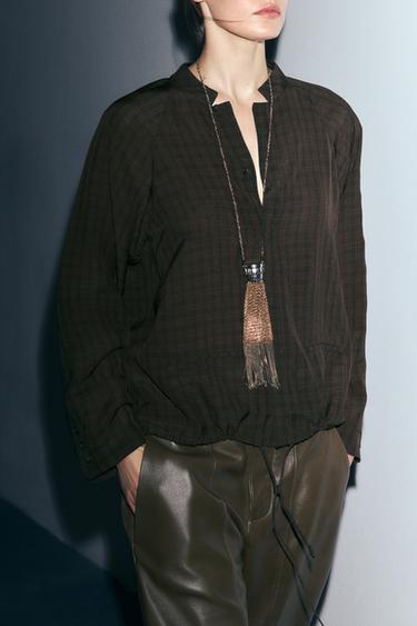 قميص مربعات ZW COLLECTION - أخضر الخاص بـ Zara