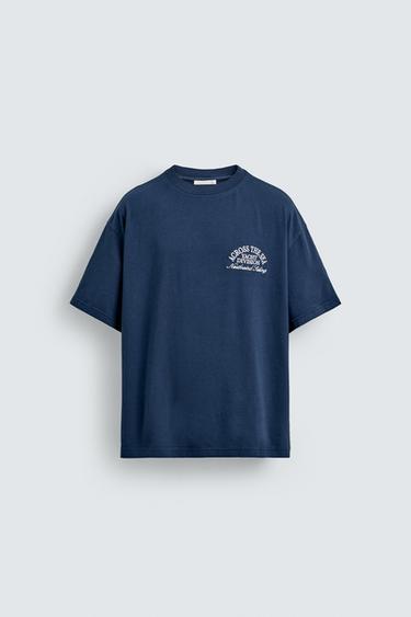 CONTRAST NAUTICAL PRINT T-SHIRT - Navy blue by Zara