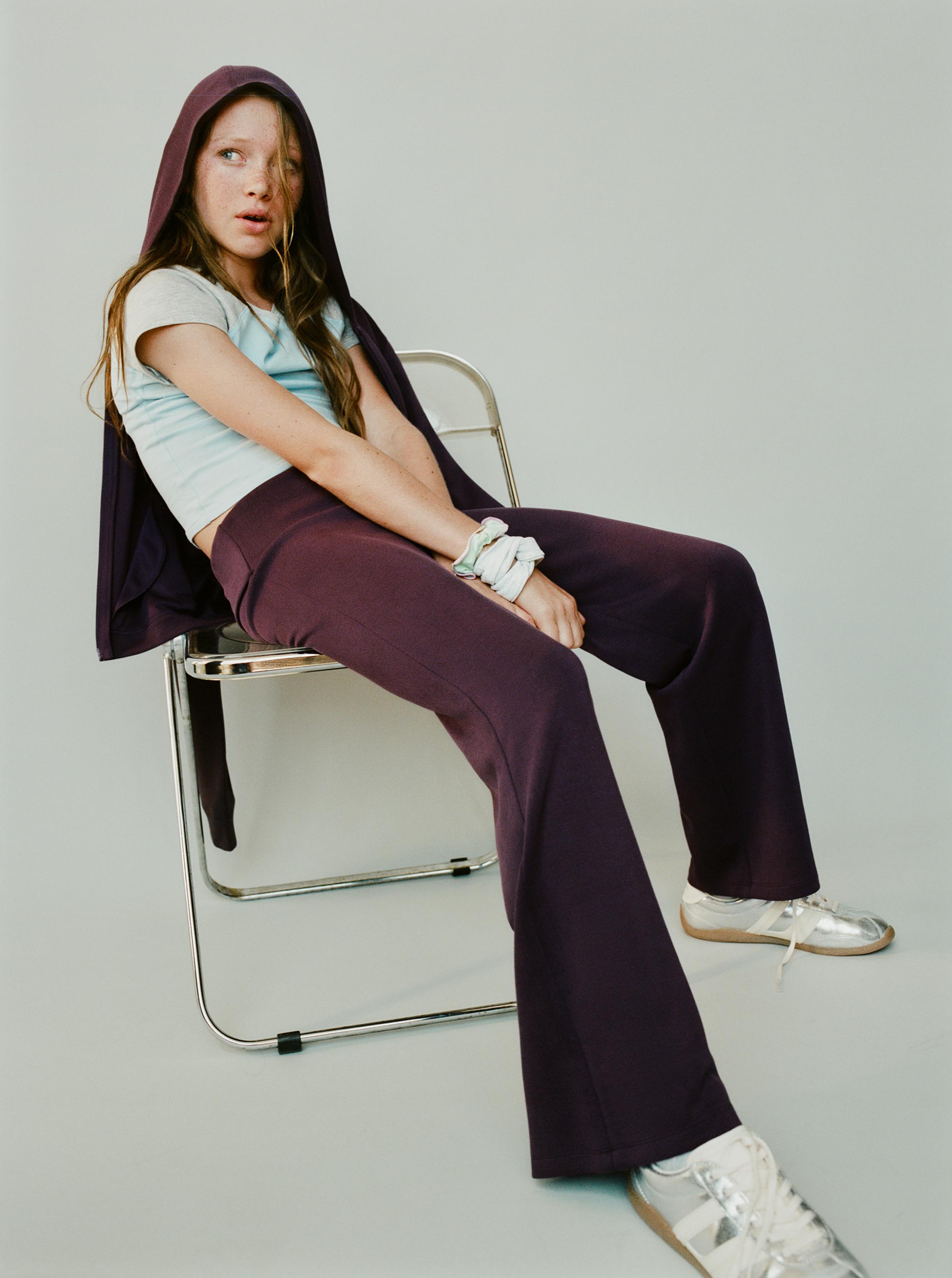 WIDE LEG WORKOUT PANTS — Eggplant