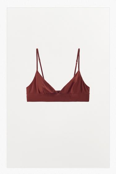 Zara LIMITED EDITION SILK TRIANGLE BRALETTE - Maroon