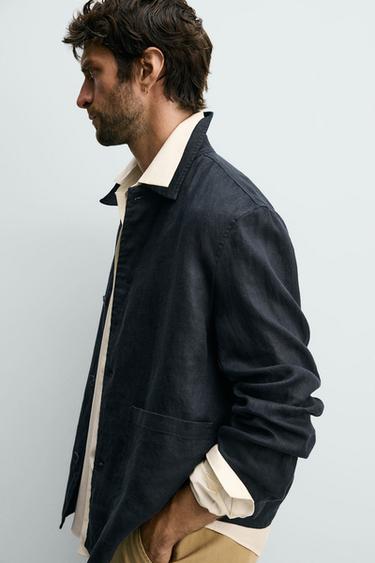 SURCHEMISE REGULAR FIT 100 % LIN - Bleu marine de Zara - Image 5