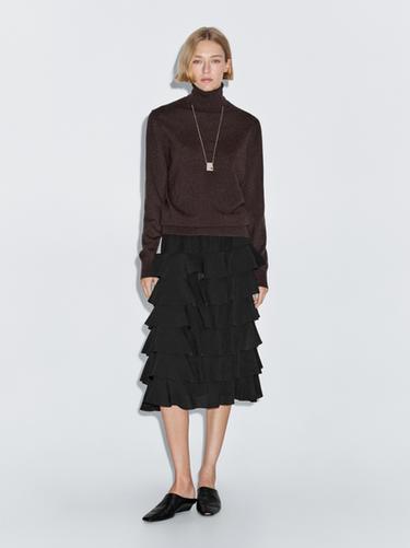 Jupe midi à volants - Noir de Zara - Image 0