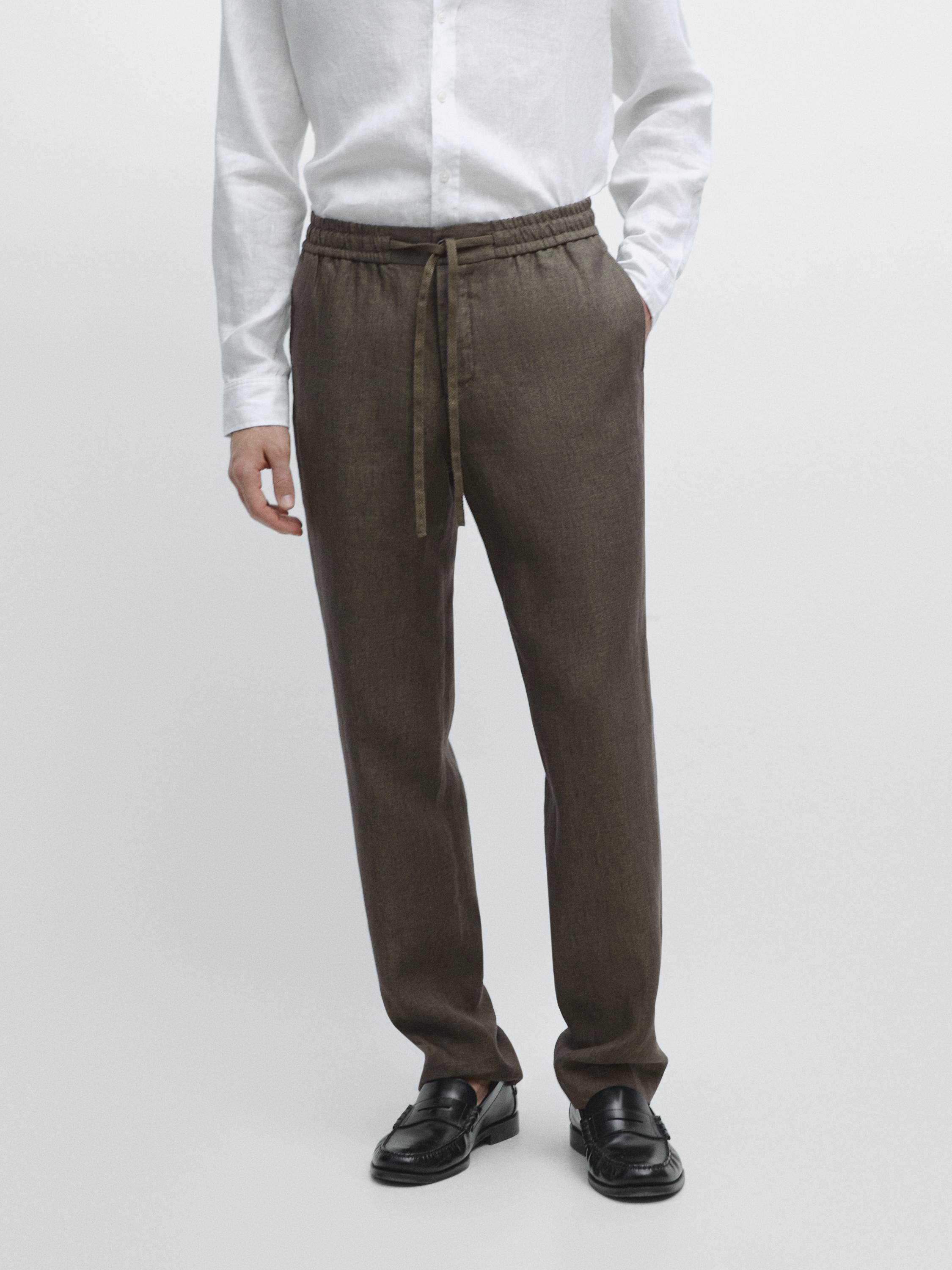 100% linen jogger fit trousers