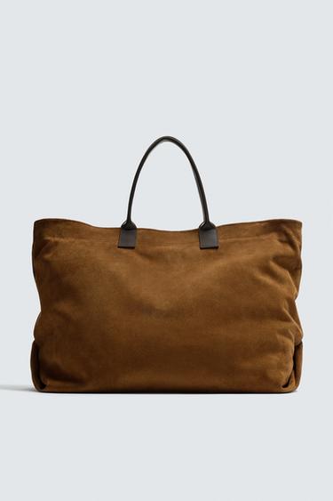 BOLSO SHOPPER PIEL - tostado de Zara