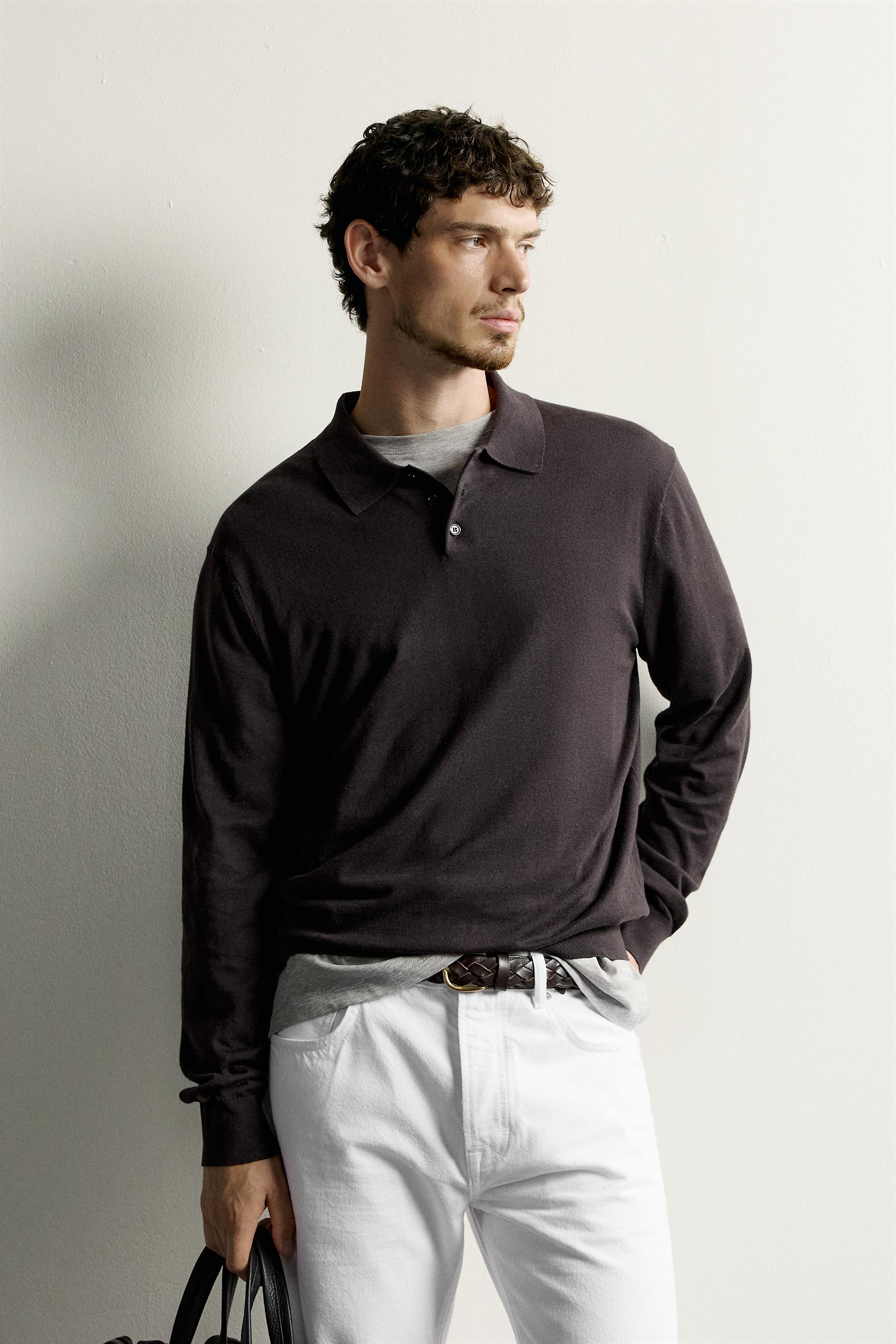 Мужские свитеры Zara COTTON BLEND LIGHTWEIGHT KNIT POLO — фото 2