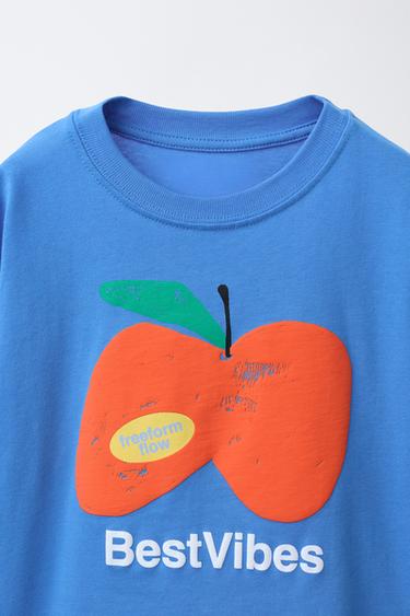 T-SHIRT À POMME EN RELIEF - Bleu de Zara - Image 3