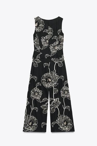 COMBINAISON BRODERIES FLEURS - Noir / Écru de Zara - Image 5