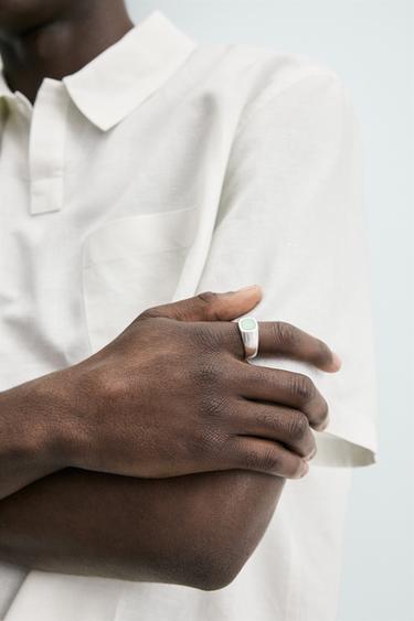 Zara STONE SIGNET RING - Silver - Image 0