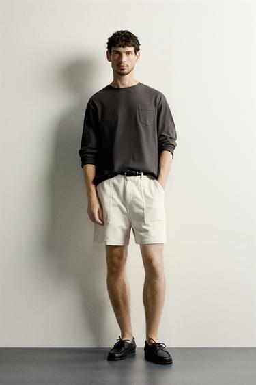 REGULAR FIT LONG SLEEVE T-SHIRT - Anthracite grey by Zara - Image 0