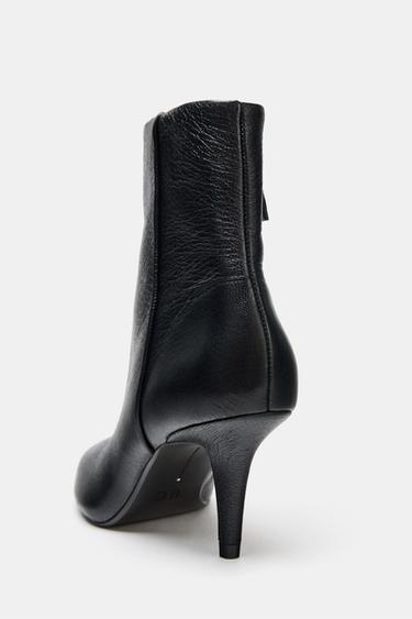BOTTINES À TALONS EN CUIR - Noir de Zara - Image 4