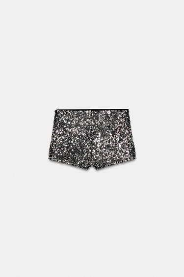 MINI SEQUIN SHORTS - Silver by Zara