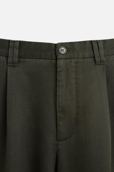 LYOCELL PLEATED TROUSERS - Green by Zara - Image 7