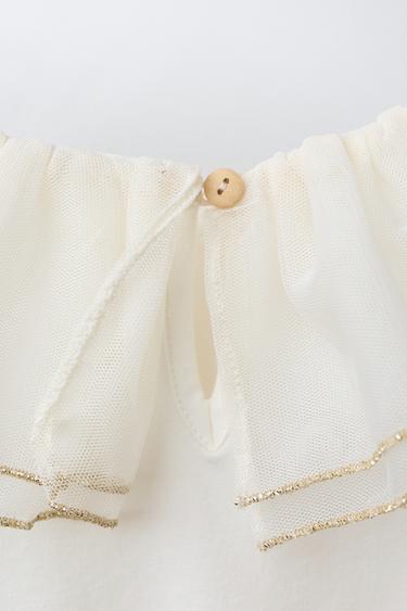 DOUBLE TULLE COLLAR BODYSUIT - Oyster-white by Zara - Image 3